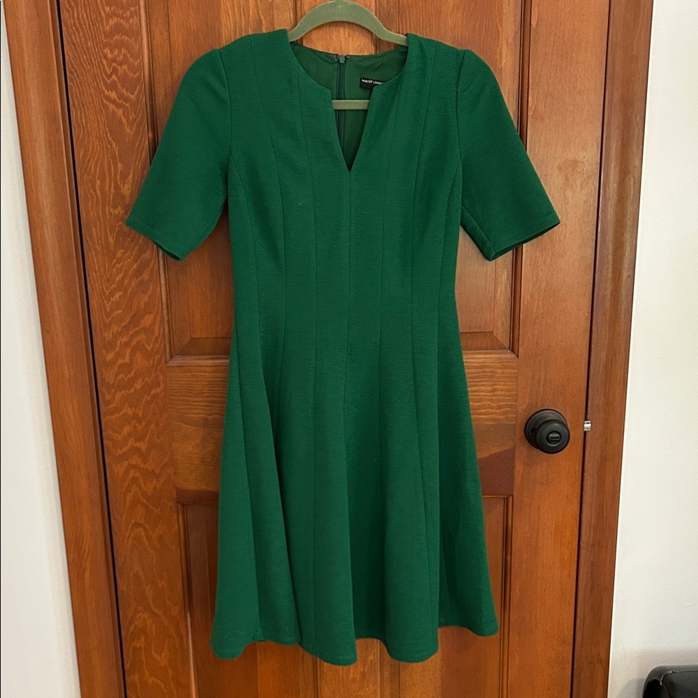 Green Women's Notch Neck Dress (knee length)